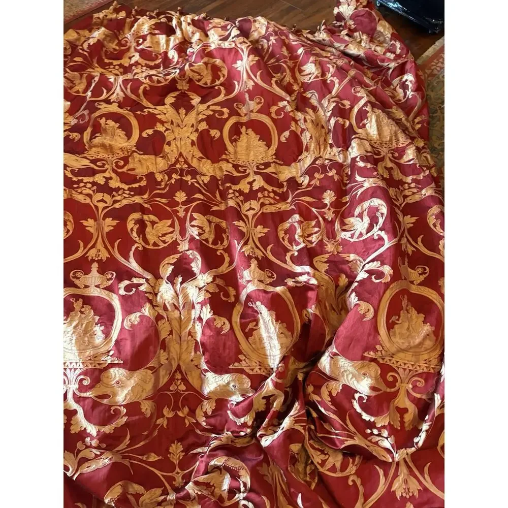 Redelman Red Dolphin Custom Lined Drapery Panels Pr 108x107 Each Jacquard Luxury